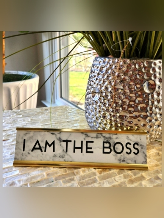 Other - I Am The Boss Decorative Sign with Gold Frame